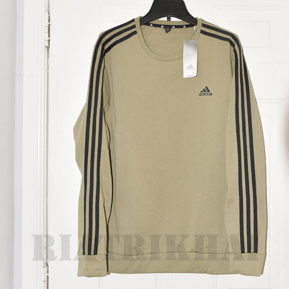 GREEN  NWT Men Crewneck Sweater Sweatshirt Adidas - Picture 3 of 9